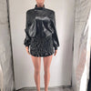 Women Mini Ruched Skirts Set +Full Sleeve PU Leather Jackets Two 2 Piece Set Outfits 2025 Fall Casual Street Night Club - MAGUSTA BEAUTY
