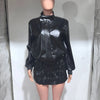 Women Mini Ruched Skirts Set +Full Sleeve PU Leather Jackets Two 2 Piece Set Outfits 2025 Fall Casual Street Night Club - MAGUSTA BEAUTY