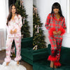 Women New Year Pajamas Set Christmas Party Loungewear Long Sleeve Feather Shirt Pants Sleepwear Santa Claus Night Wears Pyjamas - MAGUSTA BEAUTY