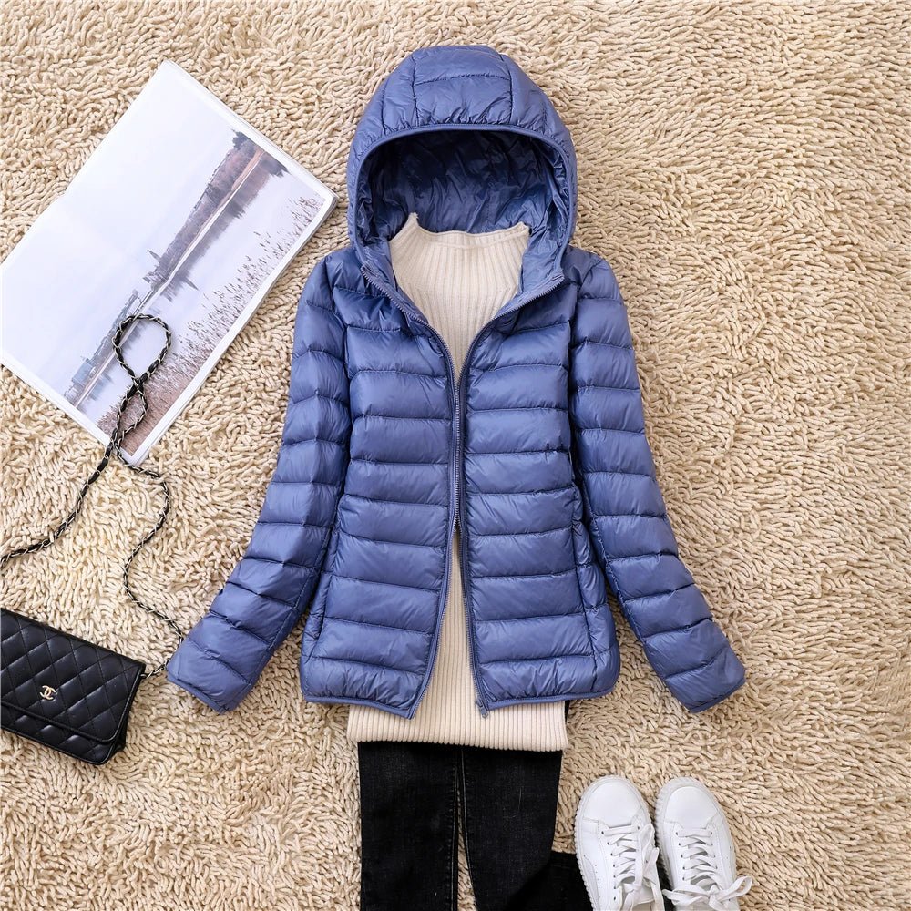 Women Puffer Jacket 15 Colors Plus Size 5XL 6XL 7XL 2025 New Spring Autumn Female Ultra Lightweight Packable Hooded Down Coats - MAGUSTA BEAUTY