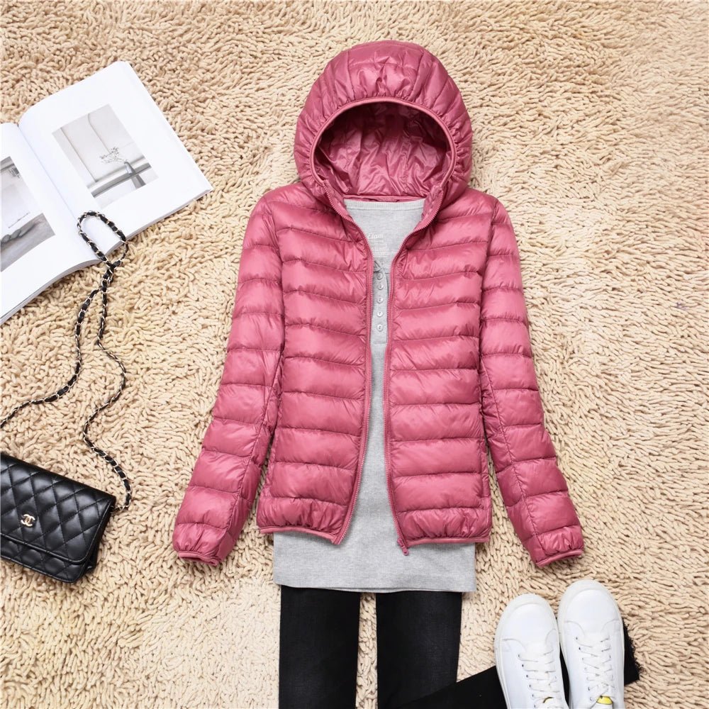 Women Puffer Jacket 15 Colors Plus Size 5XL 6XL 7XL 2025 New Spring Autumn Female Ultra Lightweight Packable Hooded Down Coats - MAGUSTA BEAUTY