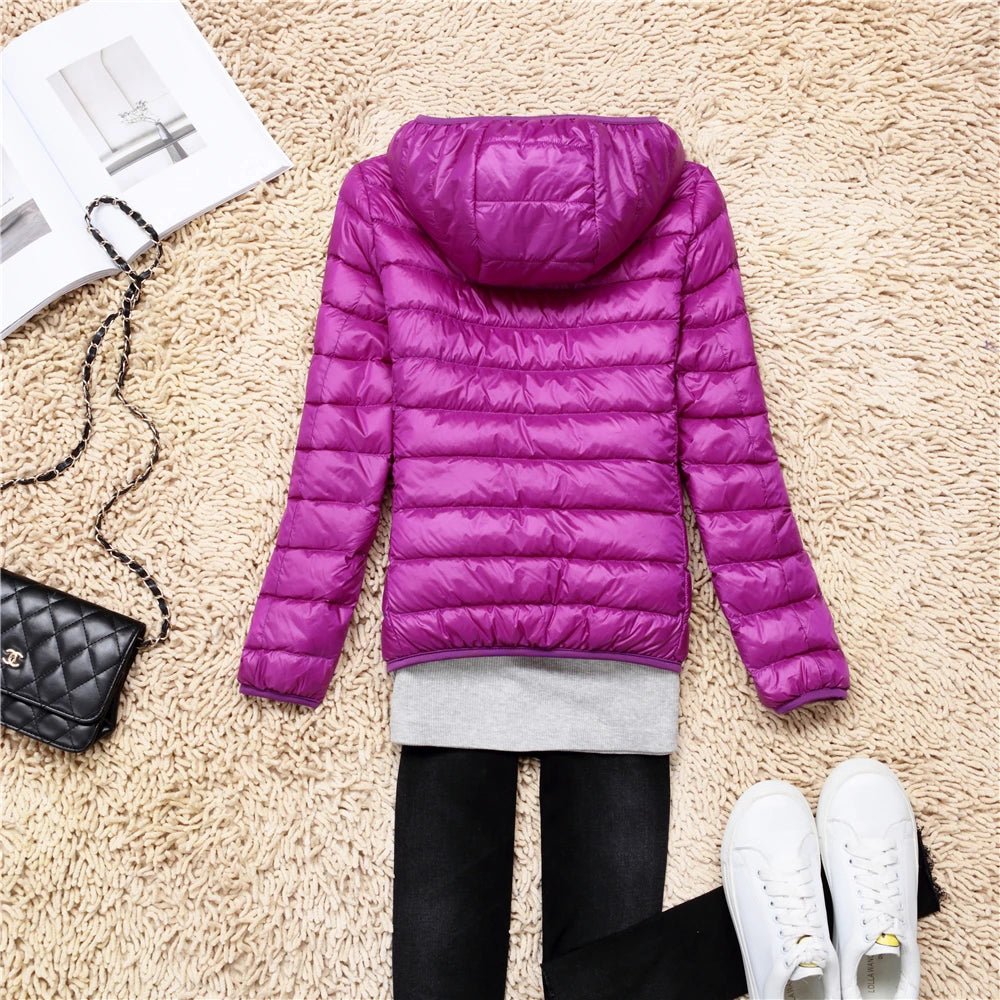 Women Puffer Jacket 15 Colors Plus Size 5XL 6XL 7XL 2025 New Spring Autumn Female Ultra Lightweight Packable Hooded Down Coats - MAGUSTA BEAUTY