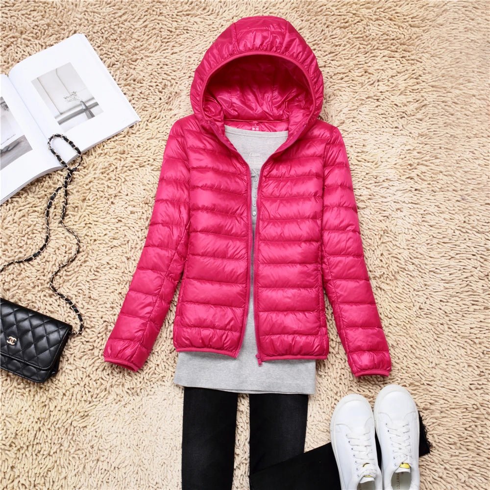 Women Puffer Jacket 15 Colors Plus Size 5XL 6XL 7XL 2025 New Spring Autumn Female Ultra Lightweight Packable Hooded Down Coats - MAGUSTA BEAUTY