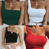 Women Sexy Cool Single One Shoulder Tank Tops Vest Bare Midriff Sleeveless T-Shirt Summer Beach Crop Top - MAGUSTA BEAUTY