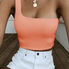 Women Sexy Cool Single One Shoulder Tank Tops Vest Bare Midriff Sleeveless T-Shirt Summer Beach Crop Top - MAGUSTA BEAUTY