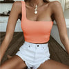 Women Sexy Cool Single One Shoulder Tank Tops Vest Bare Midriff Sleeveless T-Shirt Summer Beach Crop Top - MAGUSTA BEAUTY