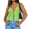 Women Sexy Halterneck Crop Tops Chic Summer Solid Color Bandage Open Front Backless Sleeveless Tank Tops for Club Streetwear Y2K - MAGUSTA BEAUTY