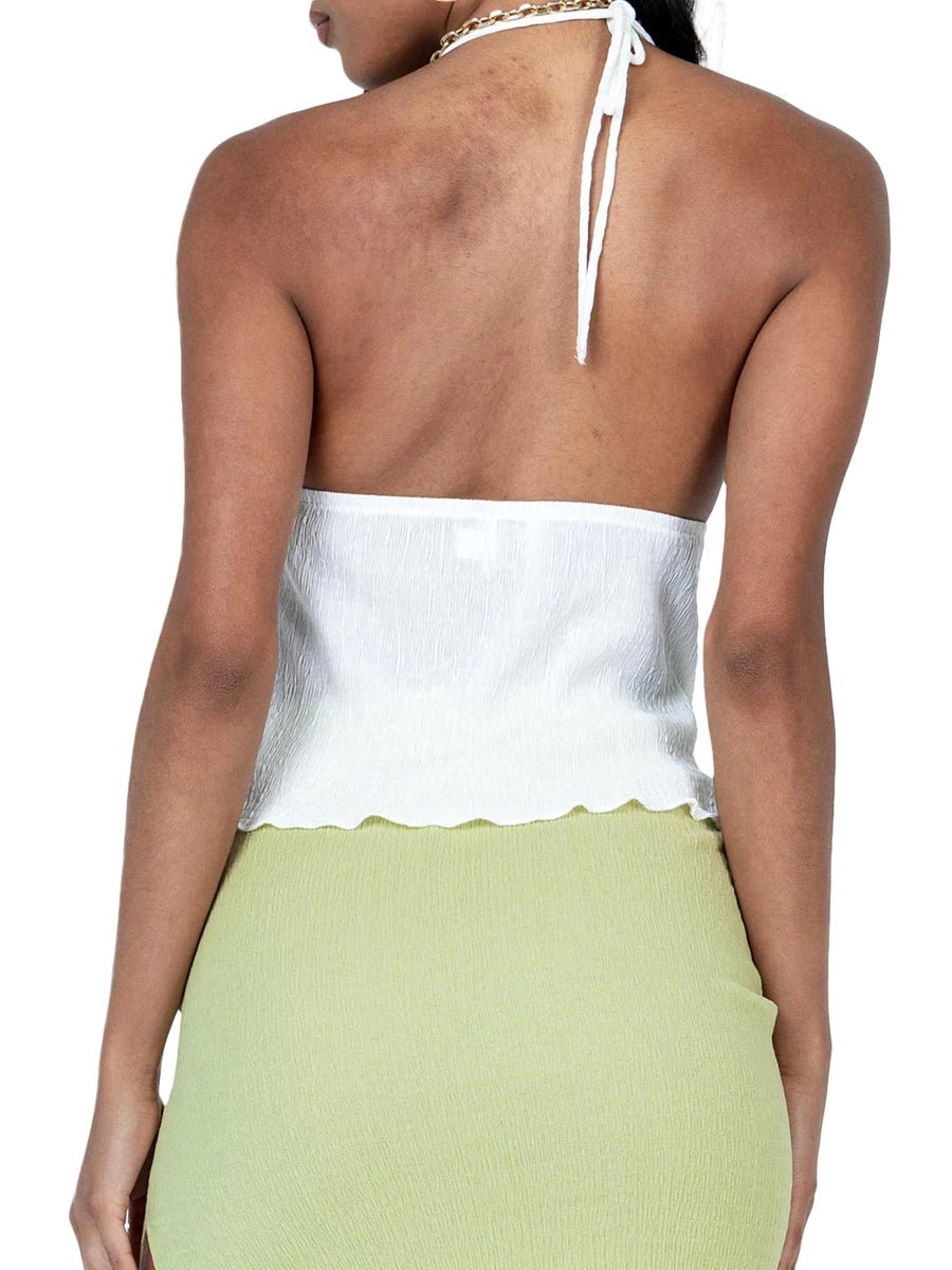 Women Sexy Halterneck Crop Tops Chic Summer Solid Color Bandage Open Front Backless Sleeveless Tank Tops for Club Streetwear Y2K - MAGUSTA BEAUTY