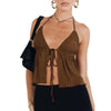 Women Sexy Halterneck Crop Tops Chic Summer Solid Color Bandage Open Front Backless Sleeveless Tank Tops for Club Streetwear Y2K - MAGUSTA BEAUTY