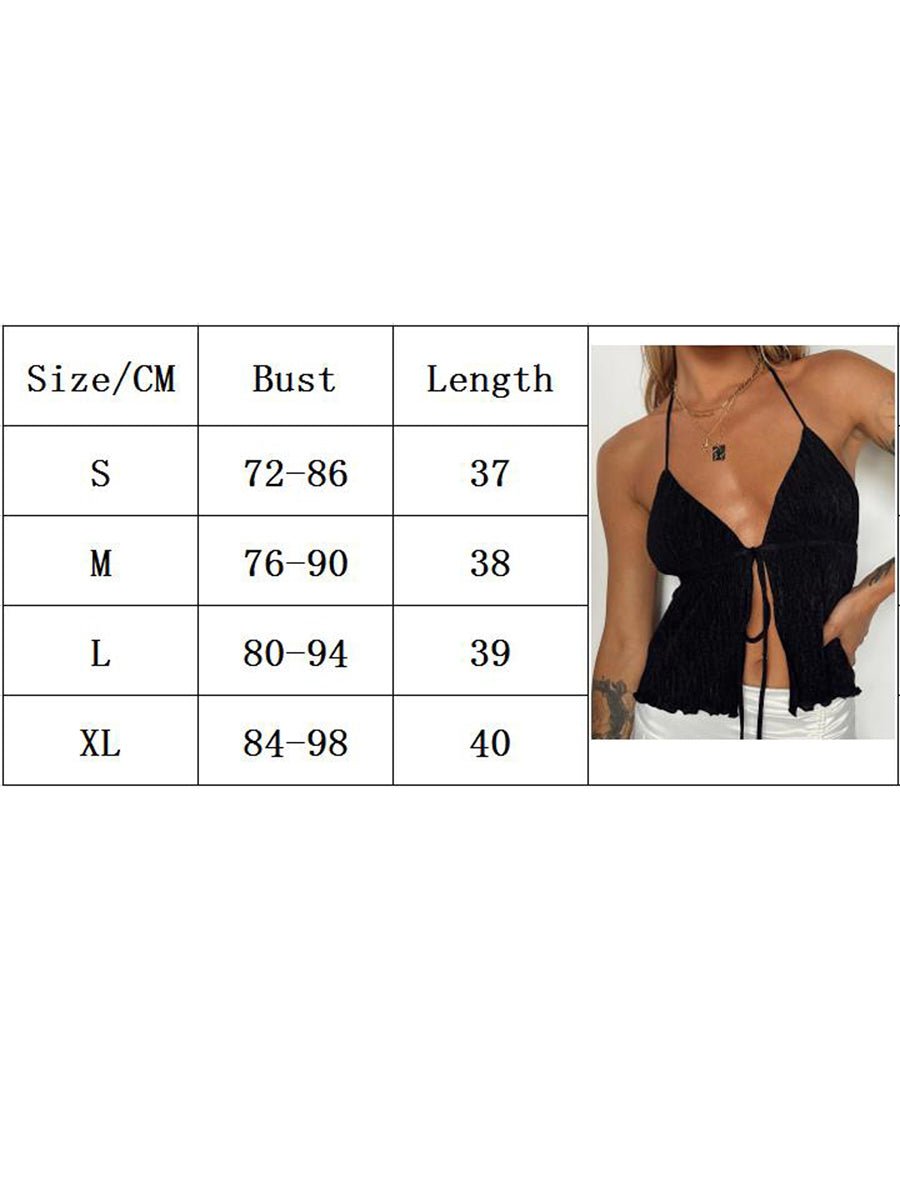 Women Sexy Halterneck Crop Tops Chic Summer Solid Color Bandage Open Front Backless Sleeveless Tank Tops for Club Streetwear Y2K - MAGUSTA BEAUTY