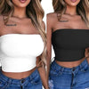 Women Sexy Strapless Off Shoulder Crop Tube Top Solid Color Stretchy Bandeau Seamless Casual Basic Breast Wrap No-Padded Bra - MAGUSTA BEAUTY