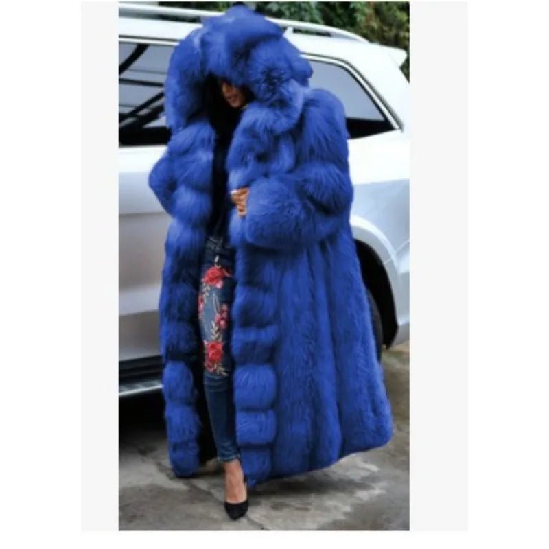 Women Solid Plush Warm Cardigan Coat Autumn Winter Faux Fur Large Coat Women's Casual Long Sleeve Hooded Faux Fur Coat - MAGUSTA BEAUTY