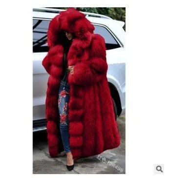 Women Solid Plush Warm Cardigan Coat Autumn Winter Faux Fur Large Coat Women's Casual Long Sleeve Hooded Faux Fur Coat - MAGUSTA BEAUTY