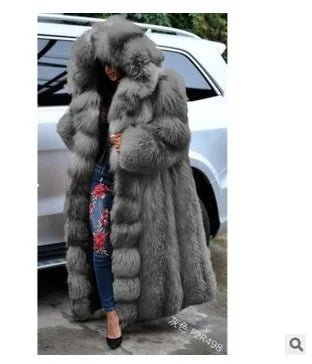 Women Solid Plush Warm Cardigan Coat Autumn Winter Faux Fur Large Coat Women's Casual Long Sleeve Hooded Faux Fur Coat - MAGUSTA BEAUTY