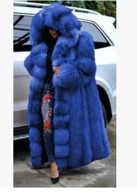 Women Solid Plush Warm Cardigan Coat Autumn Winter Faux Fur Large Coat Women's Casual Long Sleeve Hooded Faux Fur Coat - MAGUSTA BEAUTY
