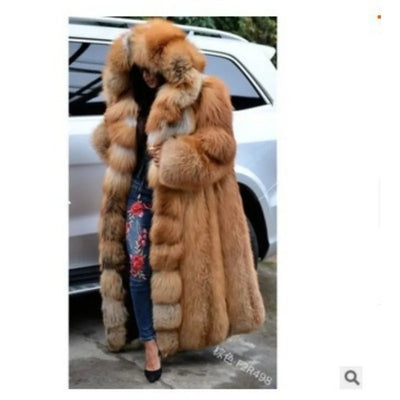 Women Solid Plush Warm Cardigan Coat Autumn Winter Faux Fur Large Coat Women's Casual Long Sleeve Hooded Faux Fur Coat - MAGUSTA BEAUTY