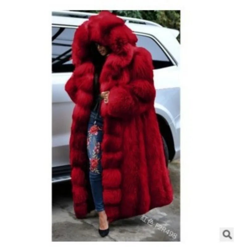 Women Solid Plush Warm Cardigan Coat Autumn Winter Faux Fur Large Coat Women's Casual Long Sleeve Hooded Faux Fur Coat - MAGUSTA BEAUTY