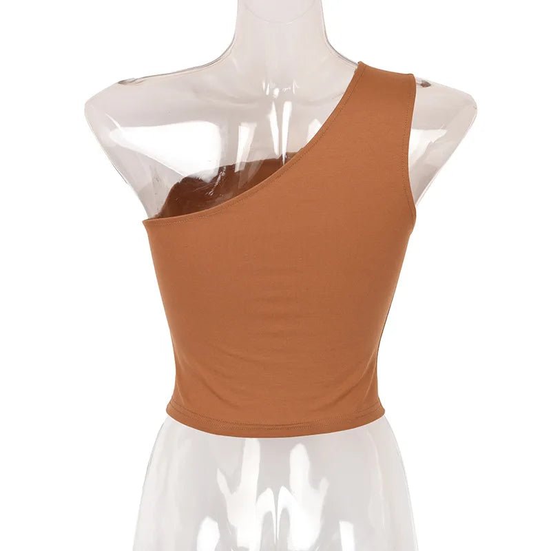 Women Sports Tank Tops Sexy Crop Tops Vest Casual Female One Shoulder Summer Outfits Tops Fitness Elastic - MAGUSTA BEAUTY