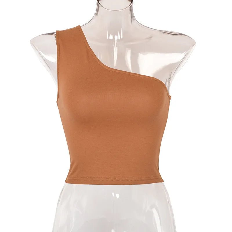 Women Sports Tank Tops Sexy Crop Tops Vest Casual Female One Shoulder Summer Outfits Tops Fitness Elastic - MAGUSTA BEAUTY