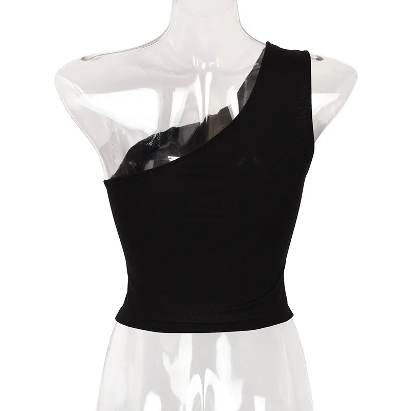 Women Sports Tank Tops Sexy Crop Tops Vest Casual Female One Shoulder Summer Outfits Tops Fitness Elastic - MAGUSTA BEAUTY