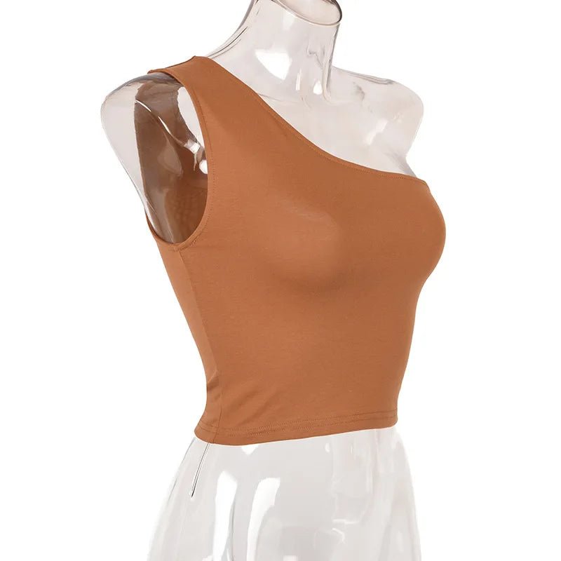 Women Sports Tank Tops Sexy Crop Tops Vest Casual Female One Shoulder Summer Outfits Tops Fitness Elastic - MAGUSTA BEAUTY