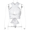 Women Strappy Cross Over Front Cut Out Halter Neck Sleeveless Backless Wrap Crop Top Bandage Vest Summer Sexy Tops Woman Clothes - MAGUSTA BEAUTY