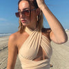Women Strappy Cross Over Front Cut Out Halter Neck Sleeveless Backless Wrap Crop Top Bandage Vest Summer Sexy Tops Woman Clothes - MAGUSTA BEAUTY