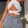 Women Strappy Cross Over Front Cut Out Halter Neck Sleeveless Backless Wrap Crop Top Bandage Vest Summer Sexy Tops Woman Clothes - MAGUSTA BEAUTY