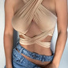 Women Strappy Cross Over Front Cut Out Halter Neck Sleeveless Backless Wrap Crop Top Bandage Vest Summer Sexy Tops Woman Clothes - MAGUSTA BEAUTY