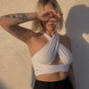 Women Strappy Cross Over Front Cut Out Halter Neck Sleeveless Backless Wrap Crop Top Bandage Vest Summer Sexy Tops Woman Clothes - MAGUSTA BEAUTY