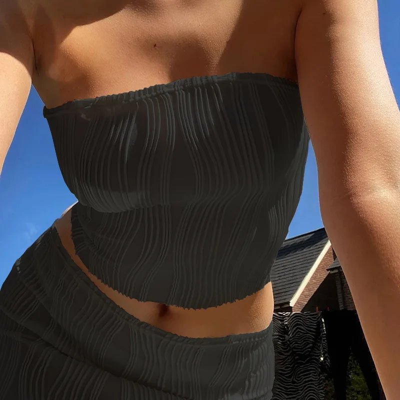 Women Summer Strapless Crop Tube Top Sexy Y2K Clothes Sleeveless Off The Shoulder Tank Top Streetwear Club Party 2024 - MAGUSTA BEAUTY