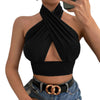 Women Summer Tank Tops Solid Cross Halter Camis Backless Crop Tops Female Camisole Cropped Top Slim Sleeveless Streetwear - MAGUSTA BEAUTY