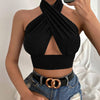 Women Summer Tank Tops Solid Cross Halter Camis Backless Crop Tops Female Camisole Cropped Top Slim Sleeveless Streetwear - MAGUSTA BEAUTY