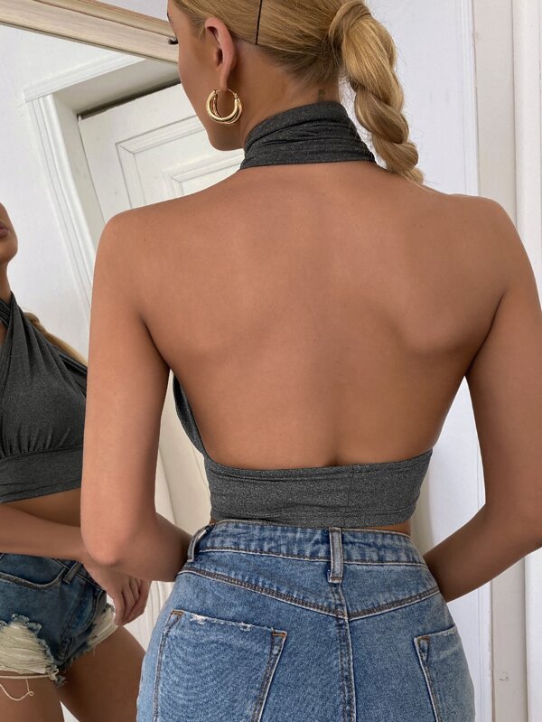 Women Summer Tank Tops Solid Cross Halter Camis Backless Crop Tops Female Camisole Cropped Top Slim Sleeveless Streetwear - MAGUSTA BEAUTY