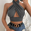 Women Summer Tank Tops Solid Cross Halter Camis Backless Crop Tops Female Camisole Cropped Top Slim Sleeveless Streetwear - MAGUSTA BEAUTY