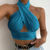 Women Summer Tank Tops Solid Cross Halter Camis Backless Crop Tops Female Camisole Cropped Top Slim Sleeveless Streetwear - MAGUSTA BEAUTY