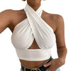 Women Summer Tank Tops Solid Cross Halter Camis Backless Crop Tops Female Camisole Cropped Top Slim Sleeveless Streetwear - MAGUSTA BEAUTY