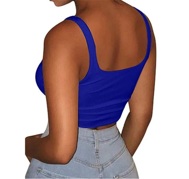 Women Tanks Vest Crop Tops Summer Sleeveless Slash Neck Tanks For Women Solid White Red Strap Sports Tank Tops Lady - MAGUSTA BEAUTY