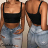 Women Tanks Vest Crop Tops Summer Sleeveless Slash Neck Tanks For Women Solid White Red Strap Sports Tank Tops Lady - MAGUSTA BEAUTY