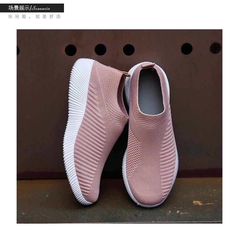 Women Vulcanized Shoes High Quality Women Sneakers Slip On Flats Shoes Women Loafers Plus Size 42 Walking Flat - MAGUSTA BEAUTY