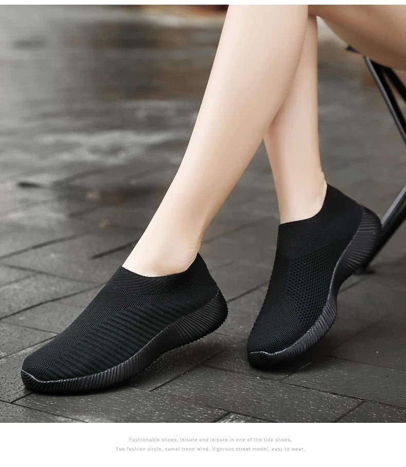 Women Vulcanized Shoes High Quality Women Sneakers Slip On Flats Shoes Women Loafers Plus Size 42 Walking Flat - MAGUSTA BEAUTY