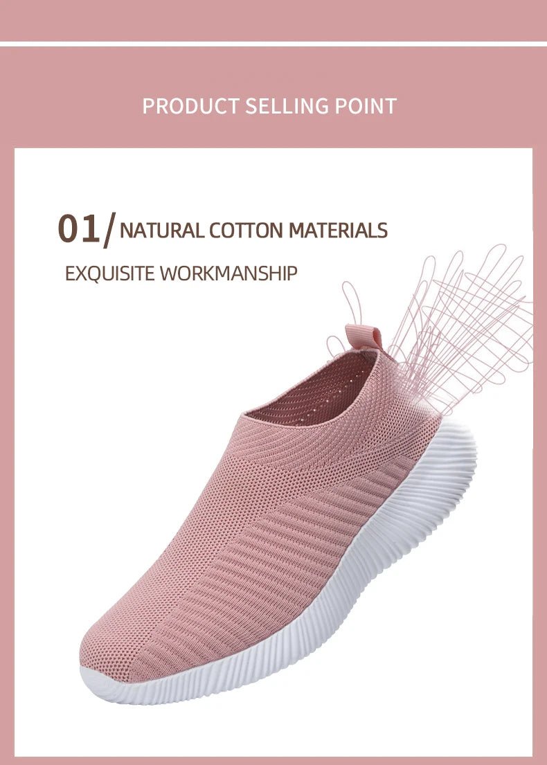 Women Vulcanized Shoes High Quality Women Sneakers Slip On Flats Shoes Women Loafers Plus Size 42 Walking Flat - MAGUSTA BEAUTY