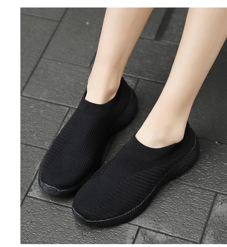Women Vulcanized Shoes High Quality Women Sneakers Slip On Flats Shoes Women Loafers Plus Size 42 Walking Flat - MAGUSTA BEAUTY