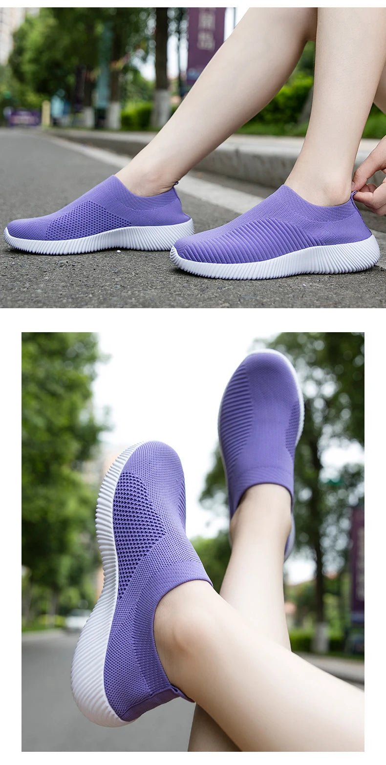 Women Vulcanized Shoes High Quality Women Sneakers Slip On Flats Shoes Women Loafers Plus Size 42 Walking Flat - MAGUSTA BEAUTY