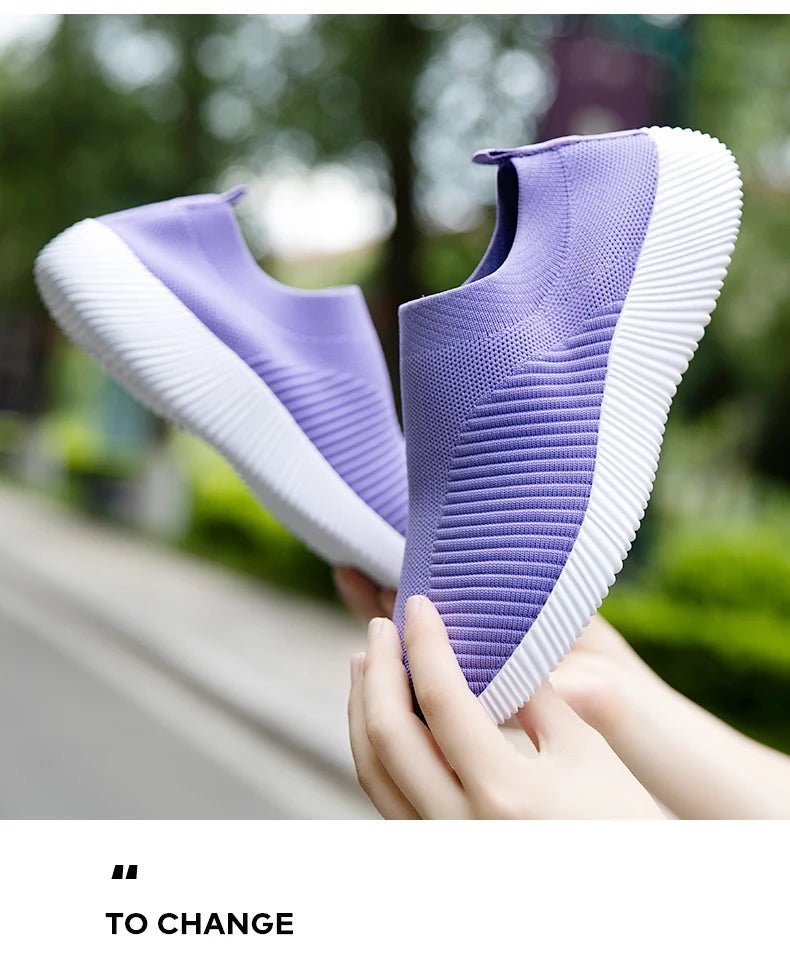 Women Vulcanized Shoes High Quality Women Sneakers Slip On Flats Shoes Women Loafers Plus Size 42 Walking Flat - MAGUSTA BEAUTY