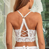 Women White Crop Tops Lace Print Camisole Sexy Hollow Backless Bra Removable Chest Pad Bralette Solid Beauty Back Tank Top - MAGUSTA BEAUTY