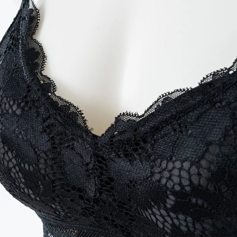 Women White Crop Tops Lace Print Camisole Sexy Hollow Backless Bra Removable Chest Pad Bralette Solid Beauty Back Tank Top - MAGUSTA BEAUTY