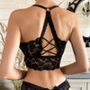 Women White Crop Tops Lace Print Camisole Sexy Hollow Backless Bra Removable Chest Pad Bralette Solid Beauty Back Tank Top - MAGUSTA BEAUTY
