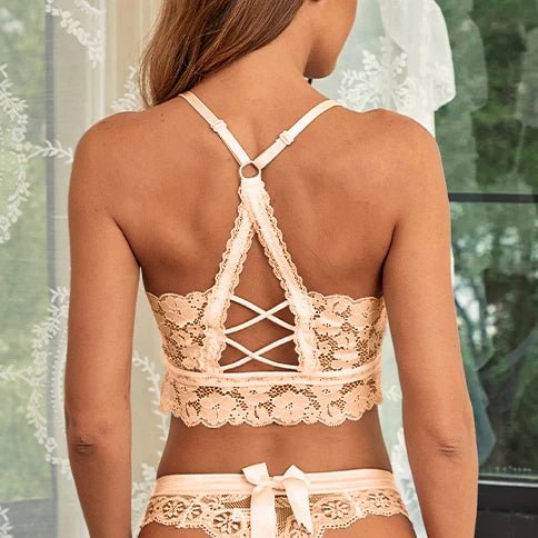 Women White Crop Tops Lace Print Camisole Sexy Hollow Backless Bra Removable Chest Pad Bralette Solid Beauty Back Tank Top - MAGUSTA BEAUTY
