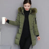 Women Winter Fur Collar Hooded Parka Fashion Letter Patch Zipper Pockets Design Long Jacket Elegant Slim Warm Thick Female Coats - MAGUSTA BEAUTY